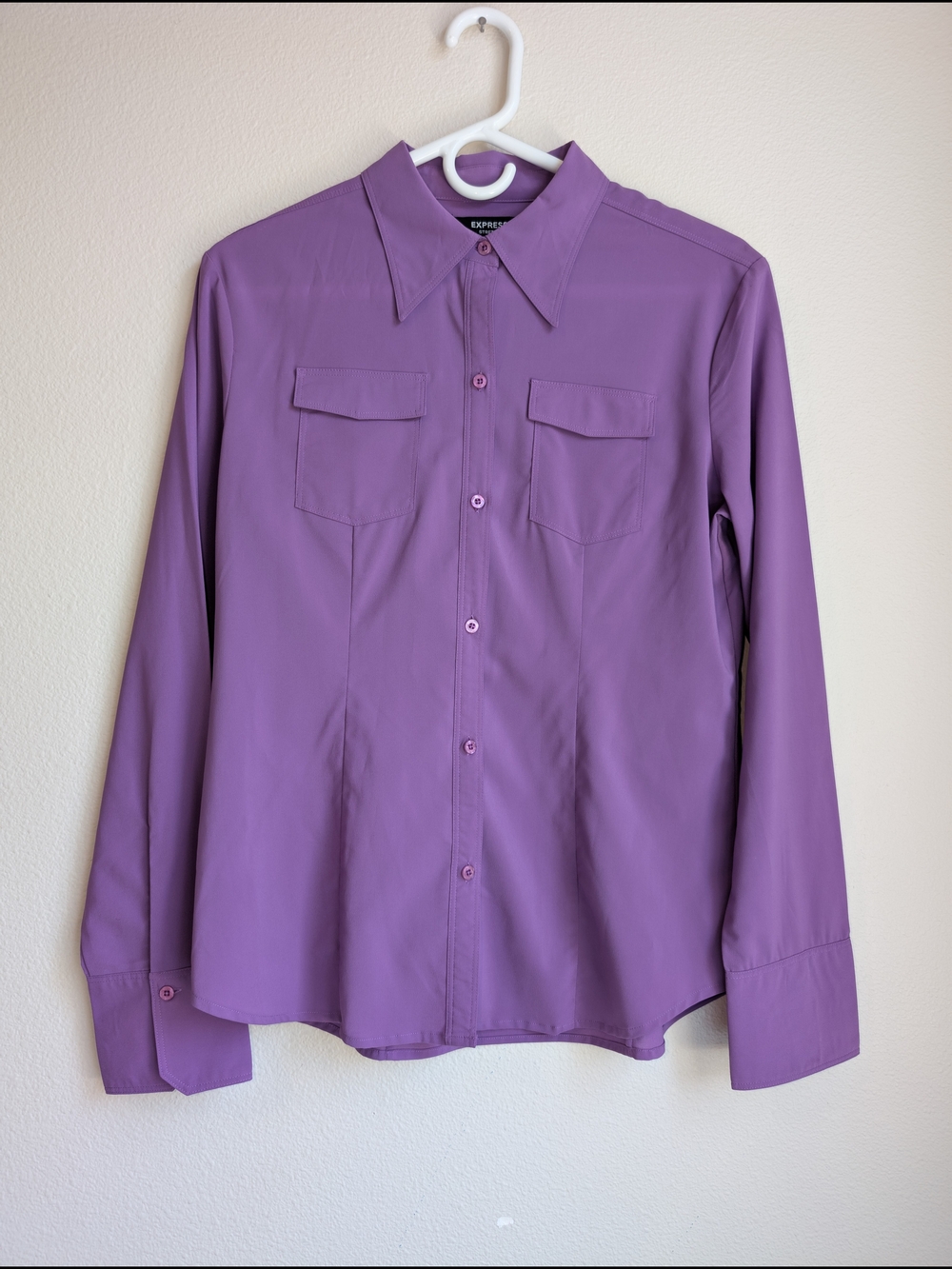 Express Lavender Purple Button-Down Blouse Women's Size 9/10